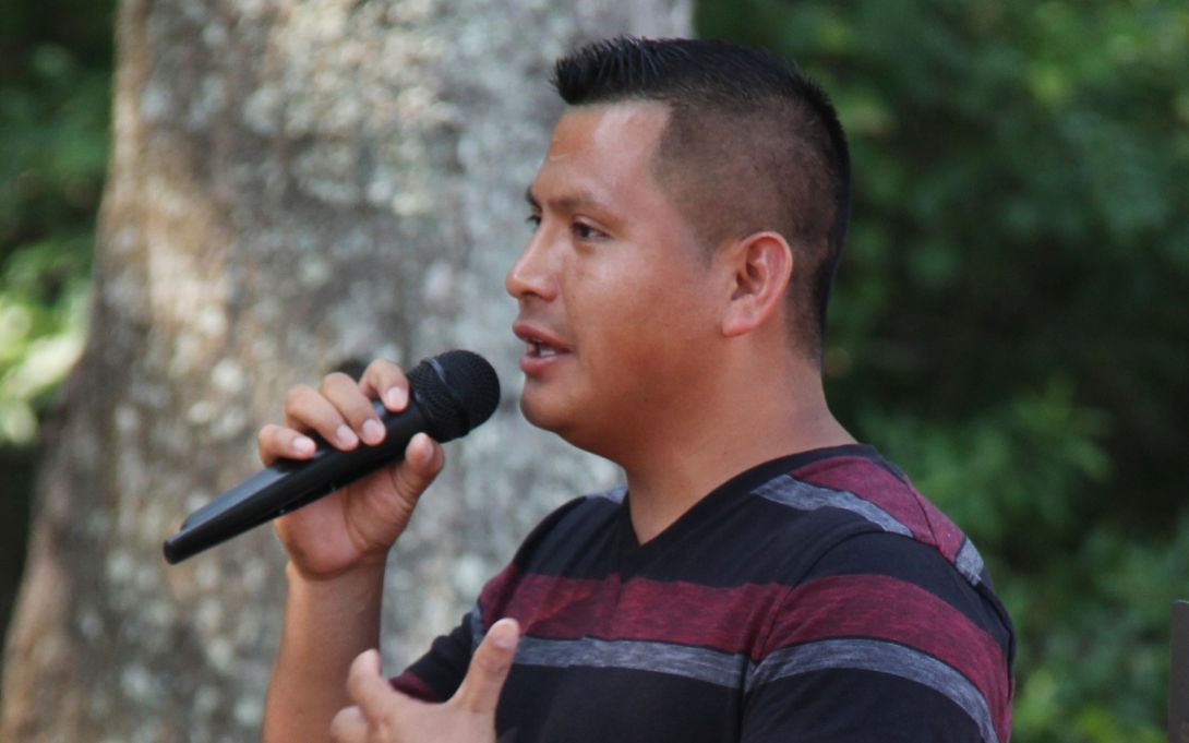 Student at microphone talking